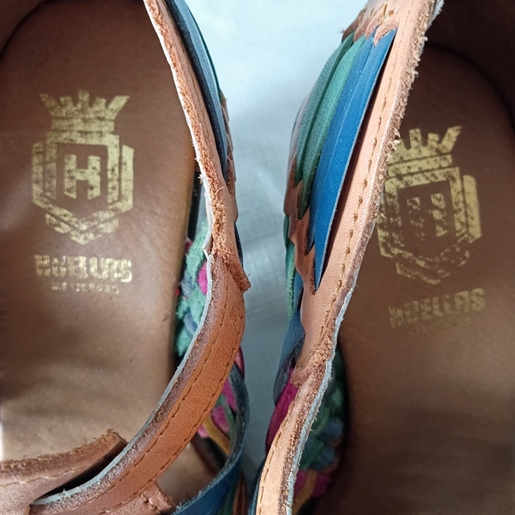 Huellas Mexicanas Leather Handmade Rainbow Block Heels Huarache Sandals  Size 7 - Picture 5 of 15